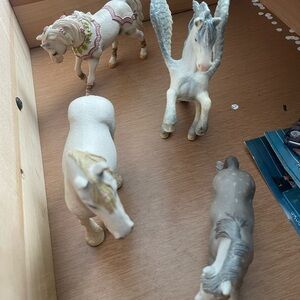 Set of White and Gray Horse Figurines